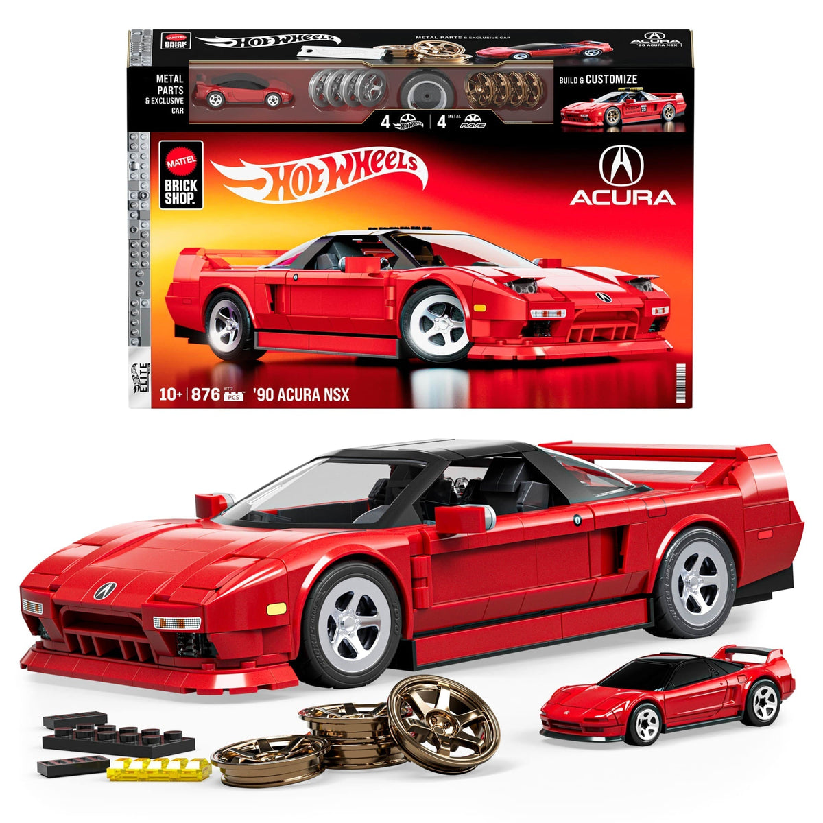 Mattel Brick Shop Hot Wheels Acura Nsx 1990, Kit de Construction de Jouets 876 Pièces, de Collection