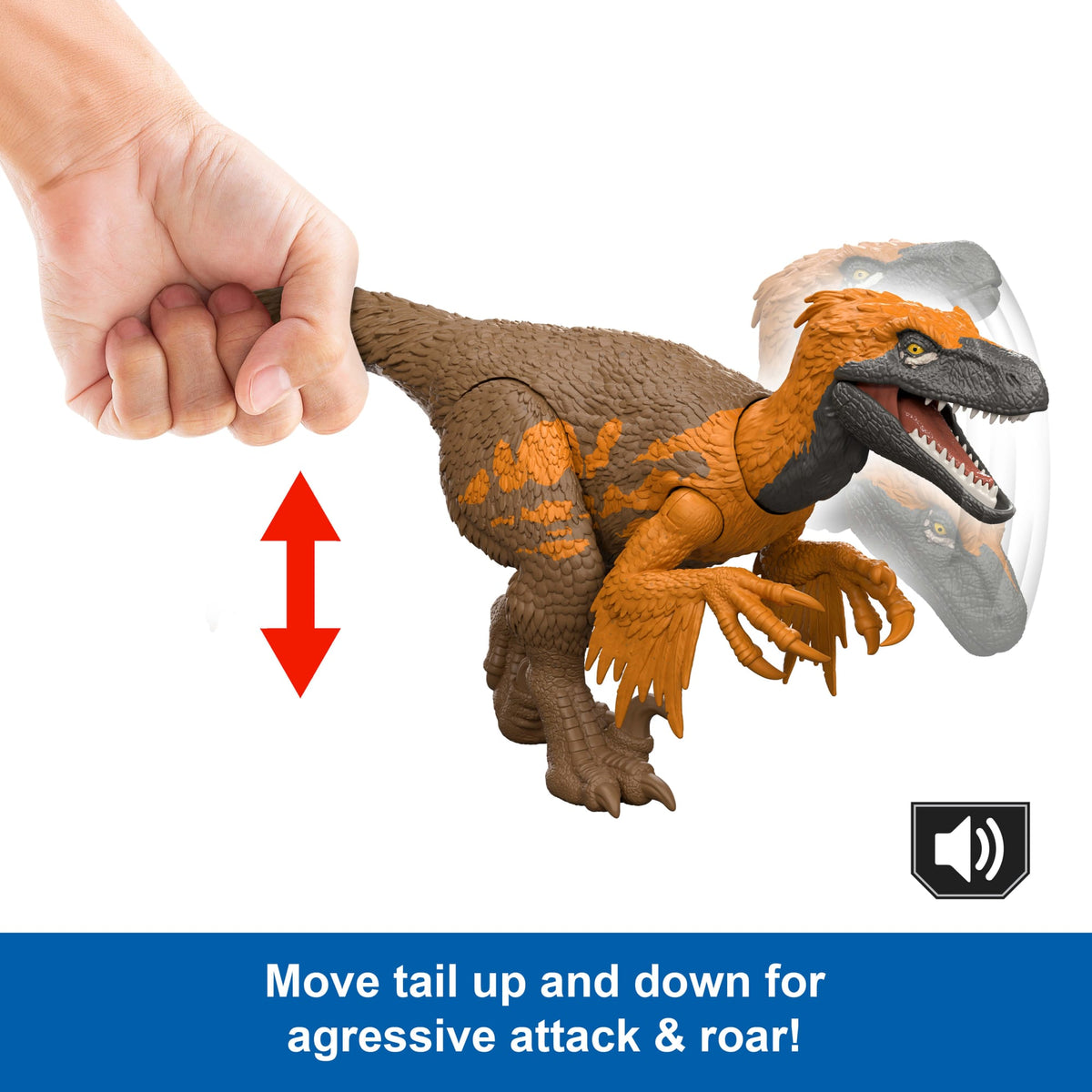 Dino World Code Jurassic World Rebirth Wild Roar Utahraptor Dinosaur Toy, Tail ...