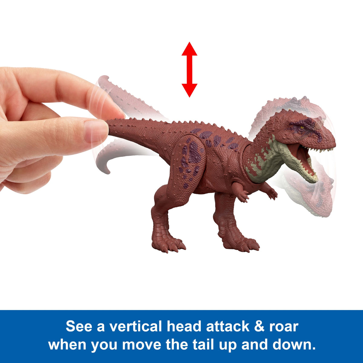 Jurassic World Rebirth Wild Roar Aucasaurus Dinosaur Toy, Tail Controlled Attack Chomp & Sound