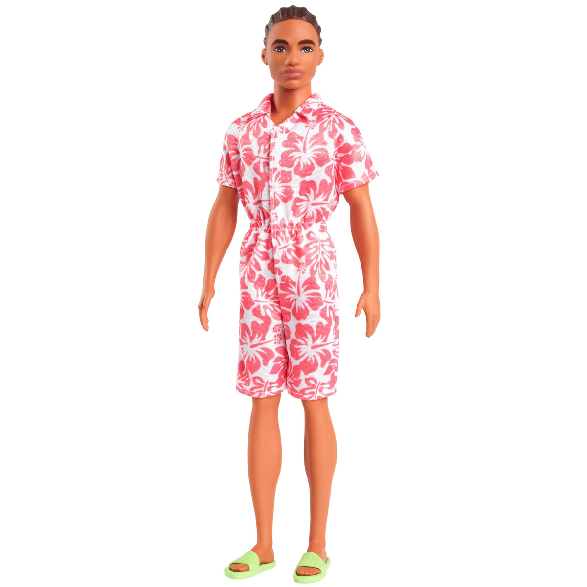 Barbie Fashionistas Ken Doll #235 in Hawaiian Print Jumpsuit With Green Sandals, Brown Hair