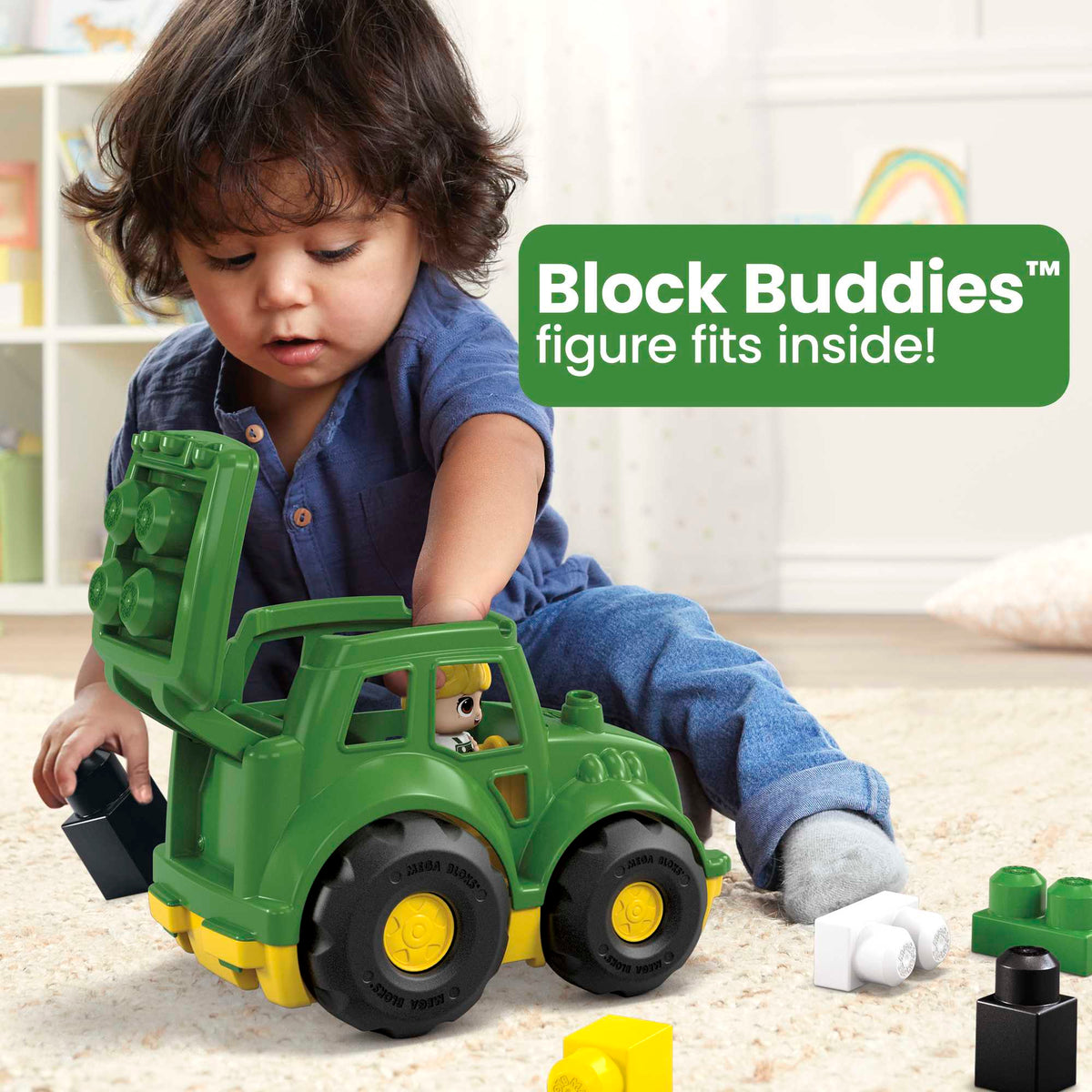 MEGA BLOKS John Deere Lil' Tractor Building Toy Blocks (6 Pieces) For Toddlers