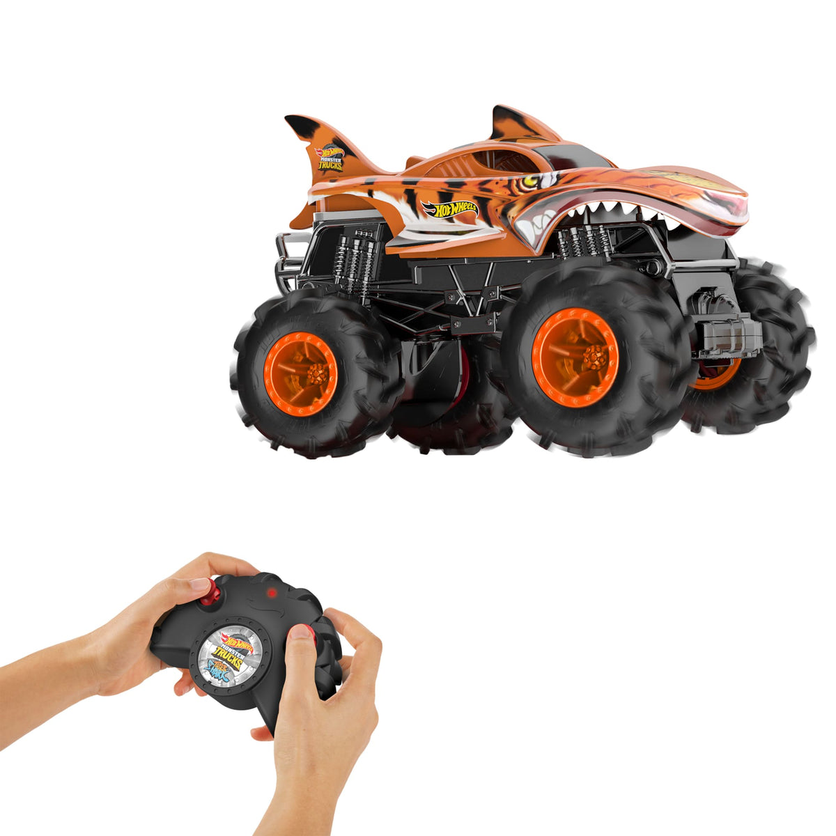 Hot Wheels Monster Trucks Vehículo a Control Remoto Tiger Shark Escala 1:24